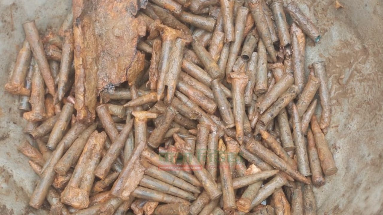 নওগাঁর বদলগাছীতে দেউলিয়া গ্রামে মাটির নিচে মিলল ৩২৫ রাউন্ড রাইফেলের গুলি 